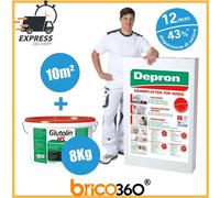 KIT 10 PANNELLI ISOLANTI DEPRON 125X80CM H12mm + COLLA ADESIVO 8KG GLUTOLIN HS