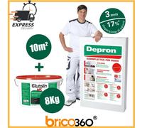 KIT 10 PANNELLI ISOLANTI DEPRON 125X80CM H3mm + COLLA ADESIVO 8KG GLUTOLIN HS