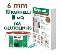 KIT 10 PANNELLI ISOLANTI DEPRON 125X80CM H6mm + COLLA ADESIVO 8KG GLUTOLIN HS