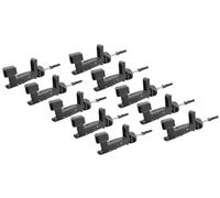 Kit 10 Pezzi Ferma Imposte Regolabile Tipo Grillo - Sistema Automatico di Ancoraggio per Infissi da 40-55 mm | Blocca Scuri e Persiane | Tasselli Integrati 6x70 mm, Nero e Bianco (Nero)