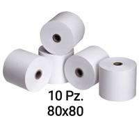 KIT 10 Rotoli Termici Bianchi Per Cassa 80X80 Scontrino Ricevuta Prezzo Bianco