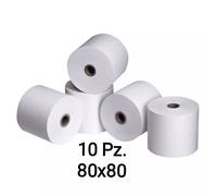 KIT 10 Rotoli Termici Bianchi Per CASSA 80X80 Scontrino Ricevuta Prezzo Bianco