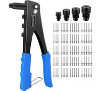 KIT 100 PZ RIVETTATRICE PER INSERTI RIVETTI FILETTATI FILETTI + 4 NASELLI CASA