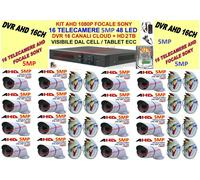 KIT 1080P VIDEOSORVEGLIANZA AHD 16 TELECAMERE 5MP SONY+DVR 16 CANALI+CAVI+HD-2TB