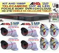 KIT 1080P VIDEOSORVEGLIANZA AHD 4 TELECAMERE 5MP SONY + DVR+HD-2TB + CAVETTERIA