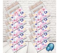 Kit 10pcs Bomboniere per Feste Gadget Bambini, Piccoli Regali di Fine Compleanno Invitati Personalizzato con nome ed età, Set 12 mini pastelli già temperati e 12 disegni da colorare Unicorno