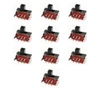 Kit 10pz Deviatore a Slitta DPDT ON-ON a 90° per Circuito Stampato PCB 30Vdc 0,3A - Interruttore a Scorrimento Bipolare Terminali Foro Passante - Miniatura DIY Progetti elettronica