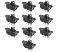 Kit 10pz Deviatore a Slitta DPDT ON-ON per Circuito Stampato PCB 30Vdc 0,3A - Interruttore a Scorrimento Bipolare Terminali Foro Passante - Miniatura DIY Progetti elettronica