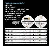 KIT 11 BARRE STRIP LED TV AKAI E65EU1000-MCPCB R72-65D04 CTV654UHDTSCURVED