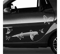 Kit 12 adesivi FARFALLA FIORE auto moto compatibile con PANDA 500 YPSILON SANDERO C3 PUMA YARIS PUNTO 208 AYGO SMART MINI Cod.1812 (090 ARGENTO)