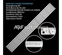 KIT 12 BARRE STRIP 5 LED TV CHANG LB-C500F14-E4-A-G1, SVJ500A38-REV00-5LED