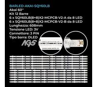 KIT 12 BARRE STRIP LED TV AKAI SQY60LB(88)X2-MCPCB-V2