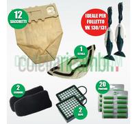 Kit 12 Sacchetti 20 Profumi 2 Filtri Carbone Attivo 2 Hepa 1 Setola Folletto VK130 VK131