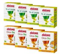 Kit 128 Capsule Compatibili con Lavazza A Modo Mio - Orzo Bio e Tè al Limone, 8 Confezioni da 16, confezioni originali Ristora