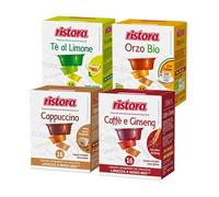 Kit 128 Capsule Compatibili con Lavazza A Modo Mio - Orzo, Tè Limone, Ginseng e Cappuccino, 8 Confezioni da 16, confezioni originali Ristora