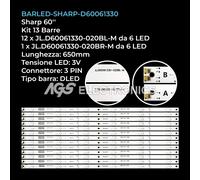 KIT 13 BARRE STRIP 6 LED TV SHARP JL.D60061330-020BL-M JL.D60061330-020BR-M
