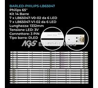 KIT 14 BARRE STRIP LED TV PHILIPS 65PUS6262 , 65PUS6412 , 65PUS6503, LB65047V0
