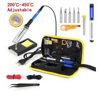 Kit 15 pezzi Kit saldatore 220V 60W 450 ° Set di strumenti per saldatura a temperatura regolabile C con ventosa per saldatura, filo di stagno, SPINA UE