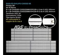 KIT 16 BARRE STRIP LED TV PHILIPS 58PC09 LB-GM3030-GJ0D22586X11PC09