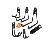 Avilia - Ganci Garage Multifunzione in Metallo in Set da 16 con Accessori per Montaggio, Ideale come Porta Bici da Muro e Porta Attrezzi da Giardino, Resistente e Salvaspazio