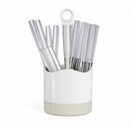 Kit 16 Posate Acciaio Manico Grigio con Supporto Scolaposate Design Moderno
