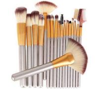 KIT 18 PENNELLI TRUCCO SET VISO E OCCHI MAKE UP PROFESSIONALI ASTUCCIO STOFFA
