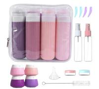Kit 18 Pezzi Bottiglie da Viaggio in Silicone, Flaconi Riutilizzabili per Shampoo, Lozione e Cosmetici, Etichette Incluse, Perfetto per Liquidi, Creme e Articoli da Bagno