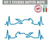 Kit 2 Adesivi Casco Moto Cuore che batte cardiopalma cardiogramma decal cod.1659