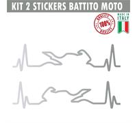 Kit 2 Adesivi Casco Moto Cuore che batte cardiopalma cardiogramma decal cod.1659