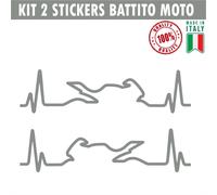 Kit 2 Adesivi Casco Moto Cuore che batte cardiopalma cardiogramma decal cod.1659