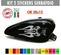 Kit 2 adesivi moto serbatoio fiamme teschio skull bobber chopper harley cod.1680