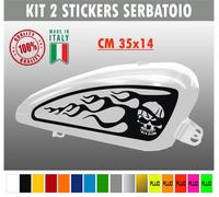Kit 2 adesivi moto serbatoio fiamme teschio skull flame chopper harley c.1678