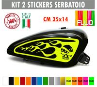 Kit 2 adesivi moto serbatoio fiamme teschio skull flame chopper harley c.1678