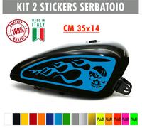 Kit 2 adesivi moto serbatoio fiamme teschio skull flame chopper harley c.1678