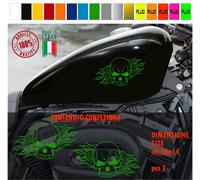 Kit 2 adesivi moto serbatoio teschio fiamme bobber chopper harley valigia c.2156
