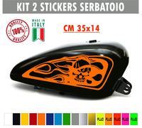 Kit 2 adesivi moto serbatoio teschio fiamme skull chopper harley custom c.1670