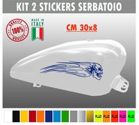 Kit 2 adesivi moto serbatoio teschio fiamme skull chopper harley vintage c.1682
