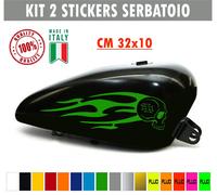 Kit 2 adesivi moto serbatoio teschio fiamme skull devil chopper harley c.1676