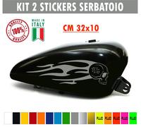 Kit 2 adesivi moto serbatoio teschio fiamme skull devil chopper harley c.1676