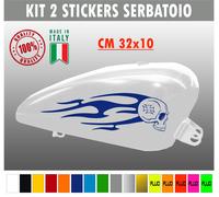 Kit 2 adesivi moto serbatoio teschio fiamme skull devil chopper harley c.1676