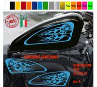 Kit 2 adesivi serbatoio FIAMME TESCHIO harley chopper style vintage colori c1783