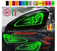 Kit 2 adesivi serbatoio FIAMME TESCHIO harley chopper style vintage colori c1783