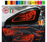 Kit 2 adesivi serbatoio FIAMME TESCHIO harley chopper style vintage colori c1783