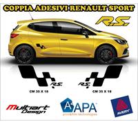 KIT 2 ADESIVI sticker PER CLIO RS TROPHY, RENAULT SPORT CLIO MEGANE TWINGO