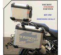 KIT 2 ADESIVI VALIGE Stickers DECAL MOTO BMW R 1200 GS ADVENTURE COMPAT. ARGENTO