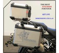 KIT 2 ADESIVI VALIGE Stickers MOTO BMW R 1200 GS ADVENTURE MOD1 COMPAT. ARGENTO