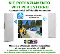 Kit 2 Antenne WiFi esterno sicure condivisione Internet fino a 1km modello t504