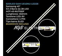 KIT 2 BARRE STRIP 28 LED TV SAMSUNG AOT-43-NU7100F V8N1-430SM0-R0 BN96-45954A