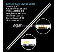 KIT 2 BARRE STRIP 38 LED TV SAMSUNG V9Q6-430SM0-R0 STC430AB6 LUCE BLU