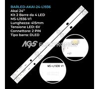 KIT 2 BARRE STRIP 4 LED TV AKAI MS-L1936-V1 JS-D-JP2420-041EC JS-D-JP2420-041ES